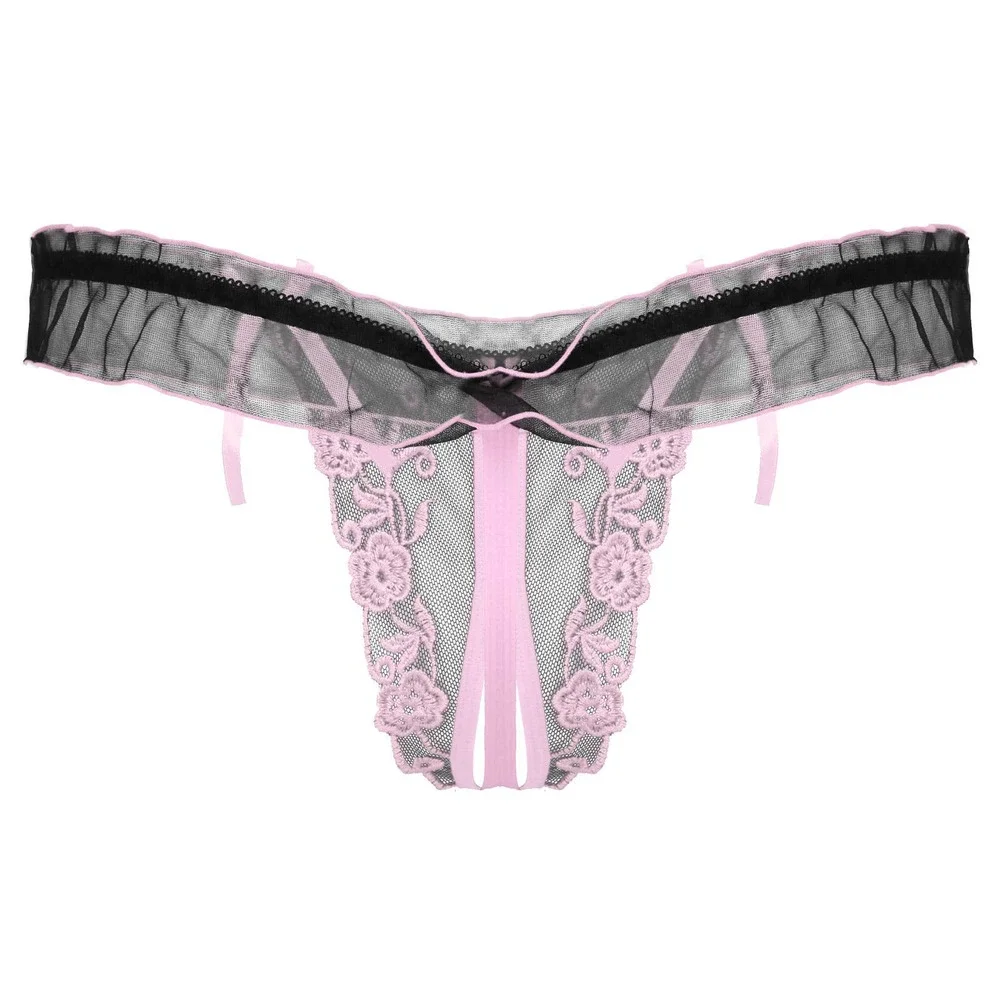 Men Sexy Crotchless Thong Lace Underwear One Size - Picture 2 of 2